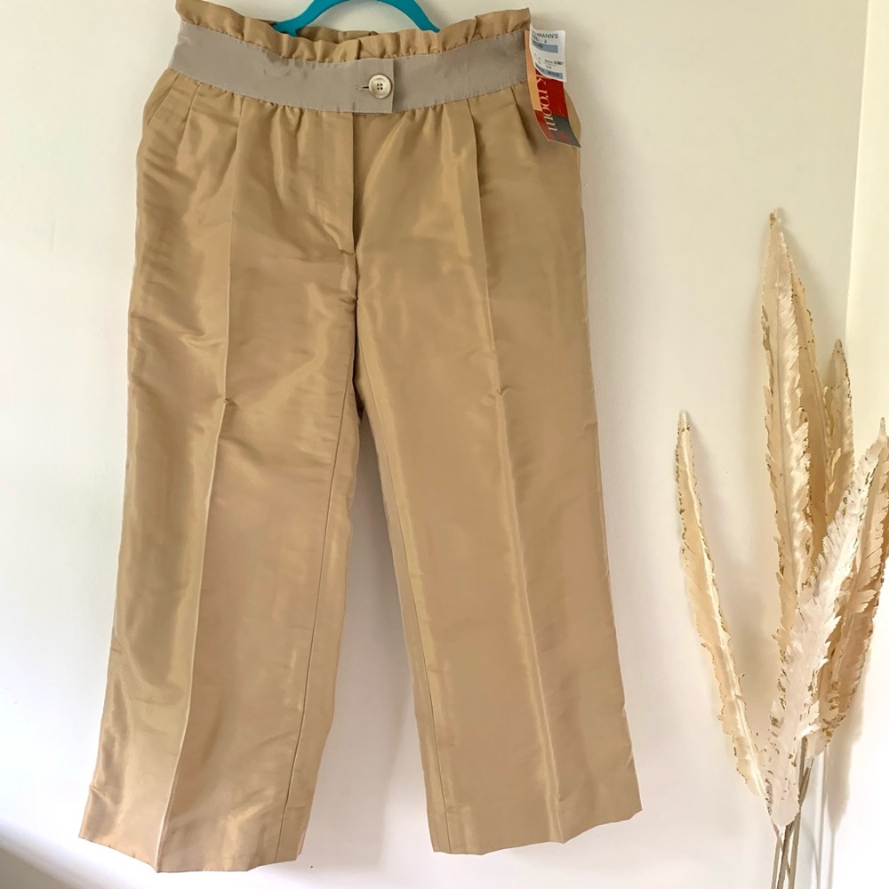 Moschino Gold Shimmer Silk Paper Bag Pants